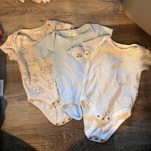 Cute Puppy Baby Bodysuit Trio in Blue and White